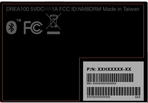 HTC Dream FCC label