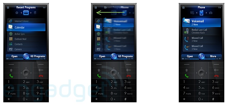 sliding interface on windows mobile 7 between recent programs and phone controls sliding interface on windows mobile 7 between recent programs and phone controls